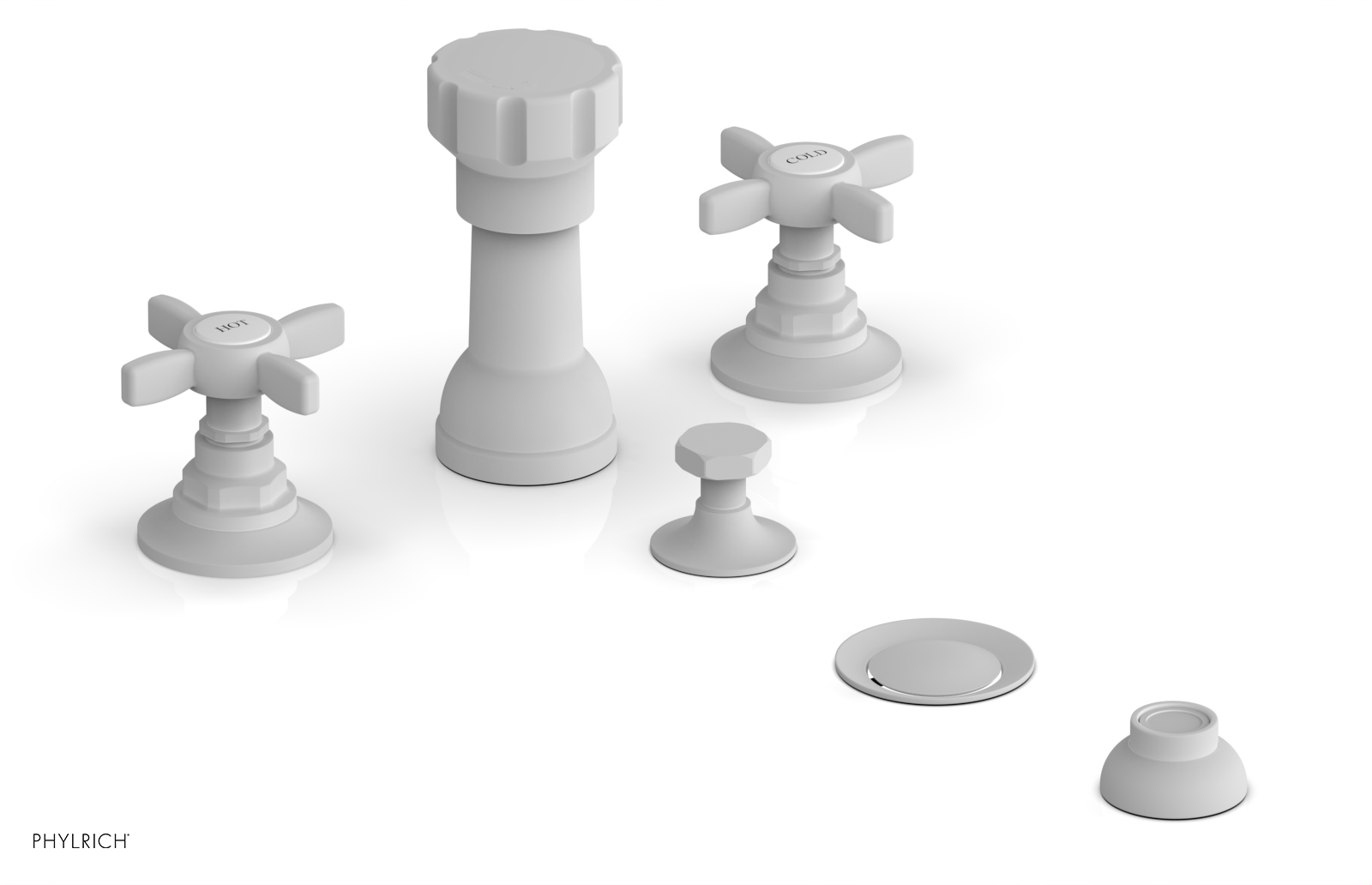 Phylrich Jamestown Four Hole Bidet Set with Cross Handles