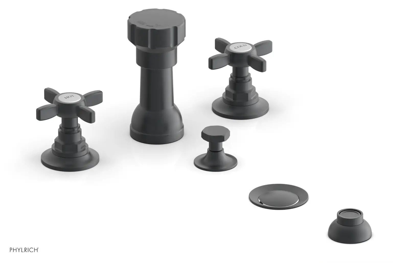 Phylrich Jamestown Four Hole Bidet Set with Cross Handles by Phylrich