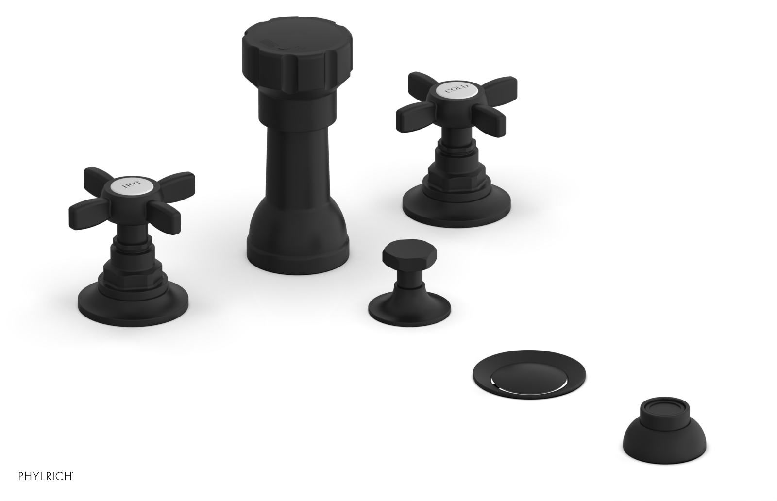 Phylrich Jamestown Four Hole Bidet Set with Cross Handles