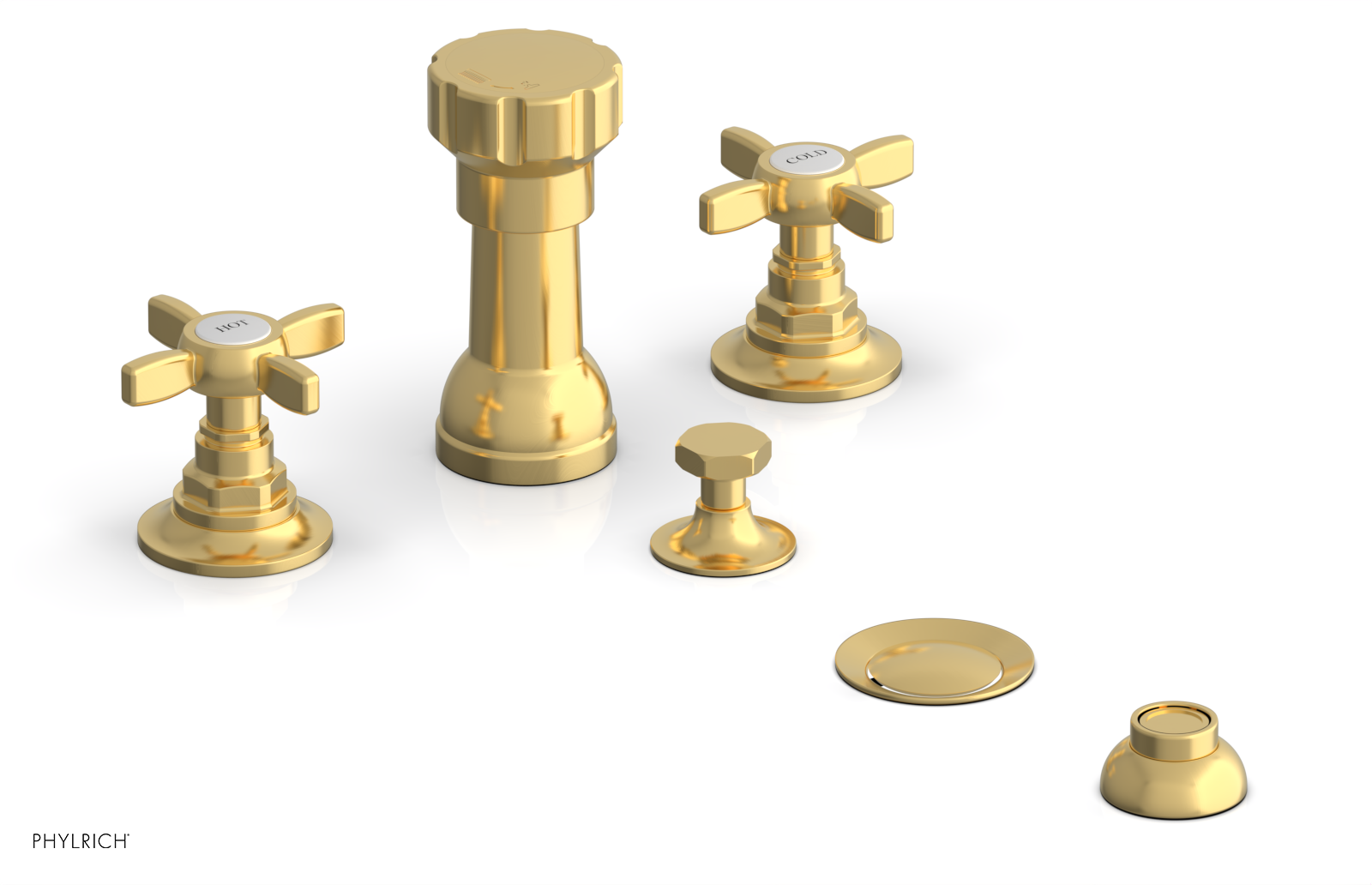 Phylrich Jamestown Four Hole Bidet Set with Cross Handles