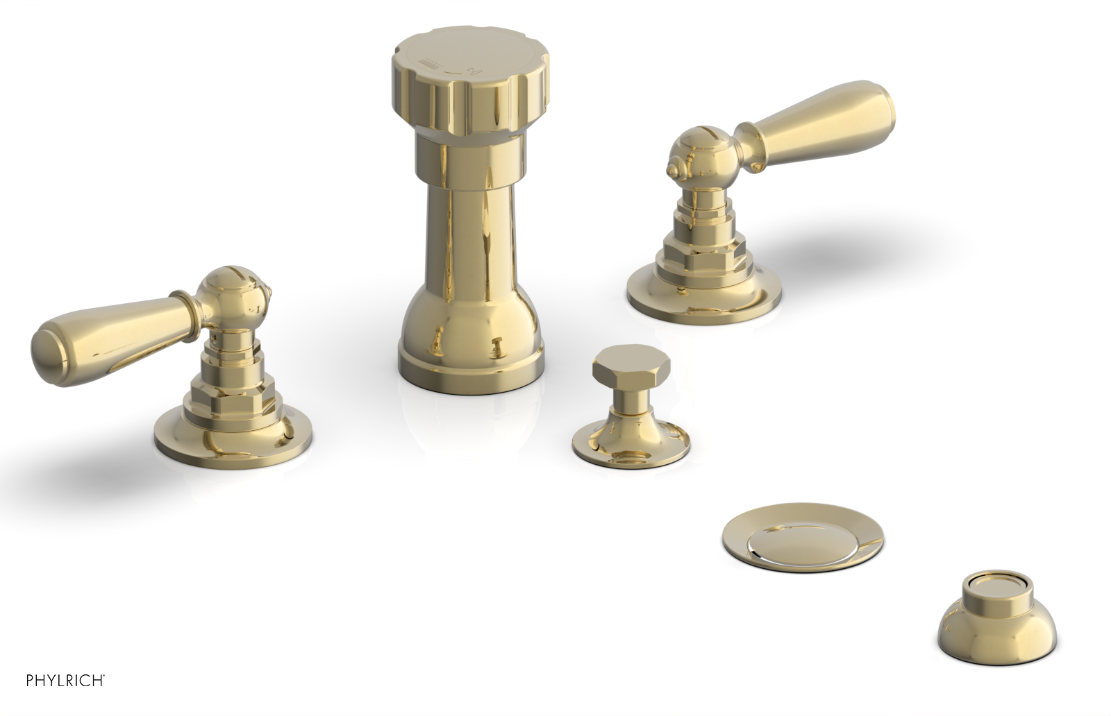 Phylrich Jamestown Four Hole Bidet Set with Lever Handles