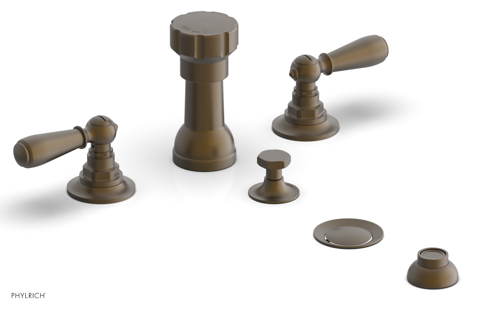 Phylrich Jamestown Four Hole Bidet Set with Lever Handles