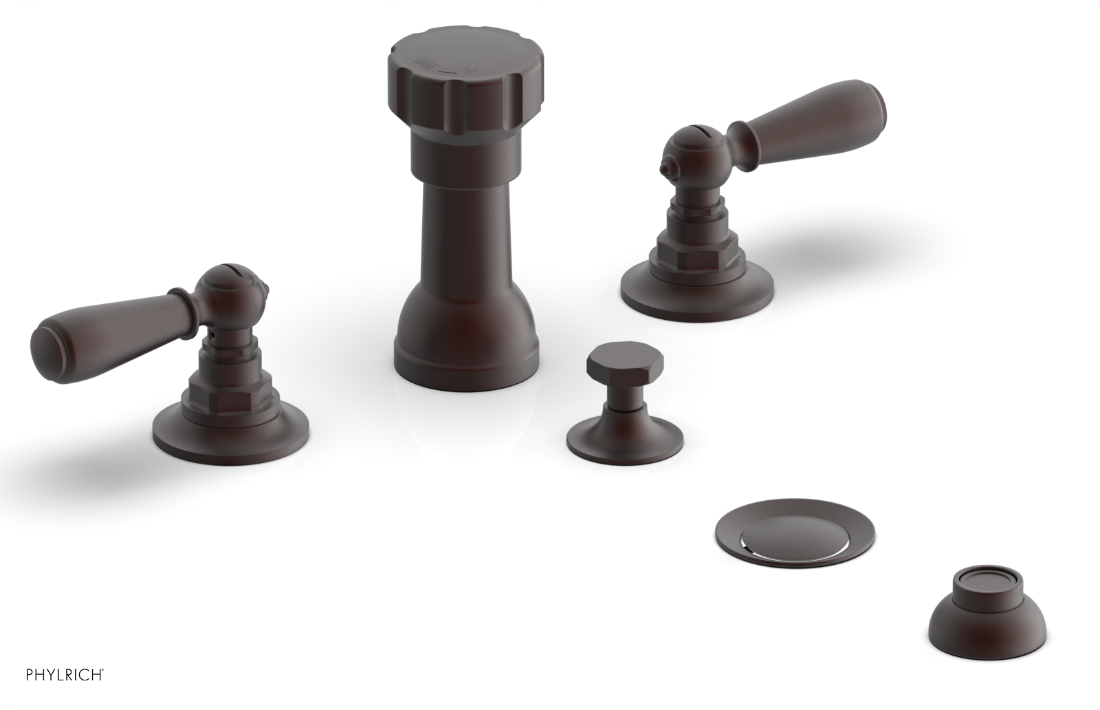 Phylrich Jamestown Four Hole Bidet Set with Lever Handles