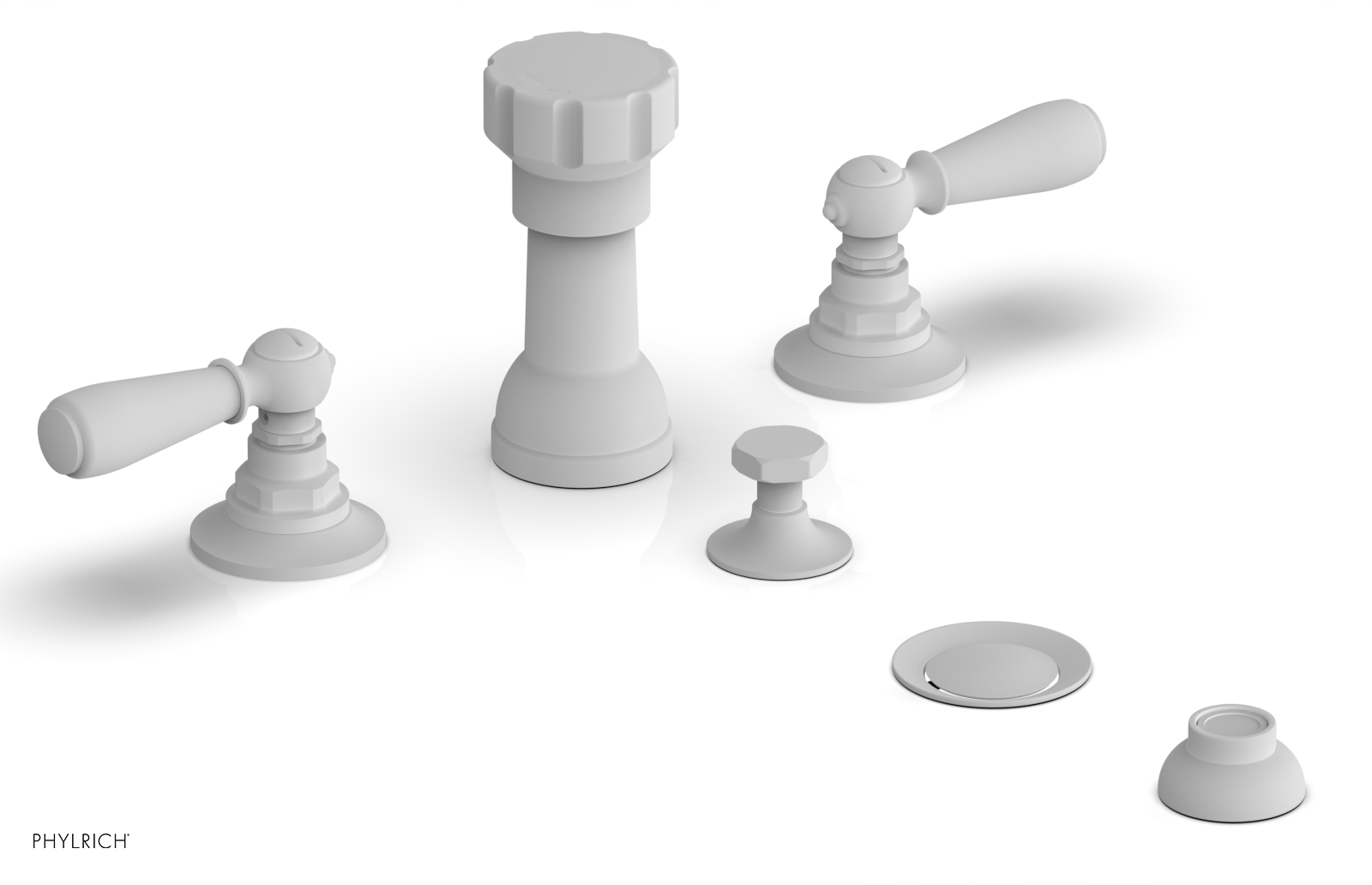 Phylrich Jamestown Four Hole Bidet Set with Lever Handles