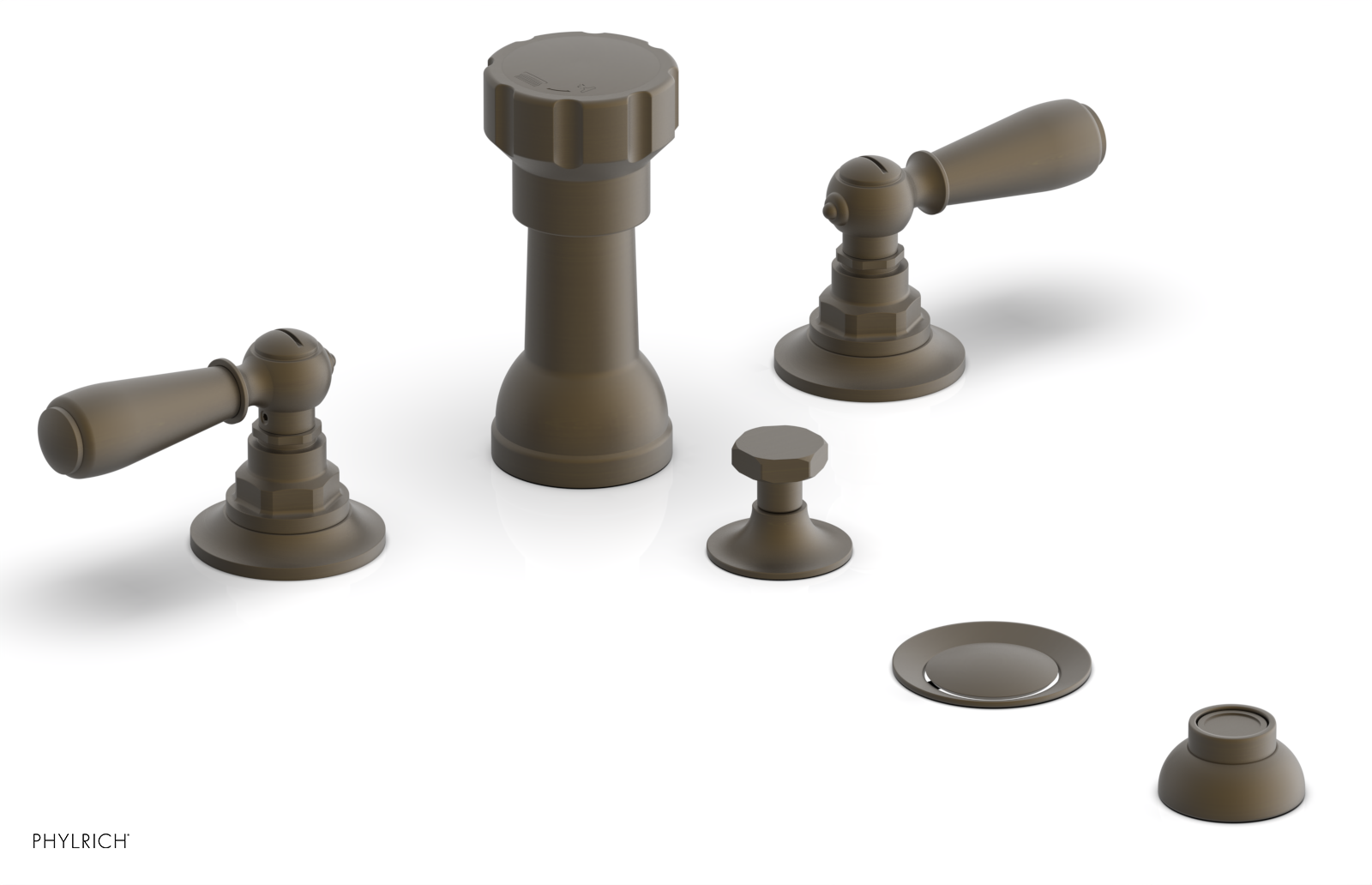 Phylrich Jamestown Four Hole Bidet Set with Lever Handles