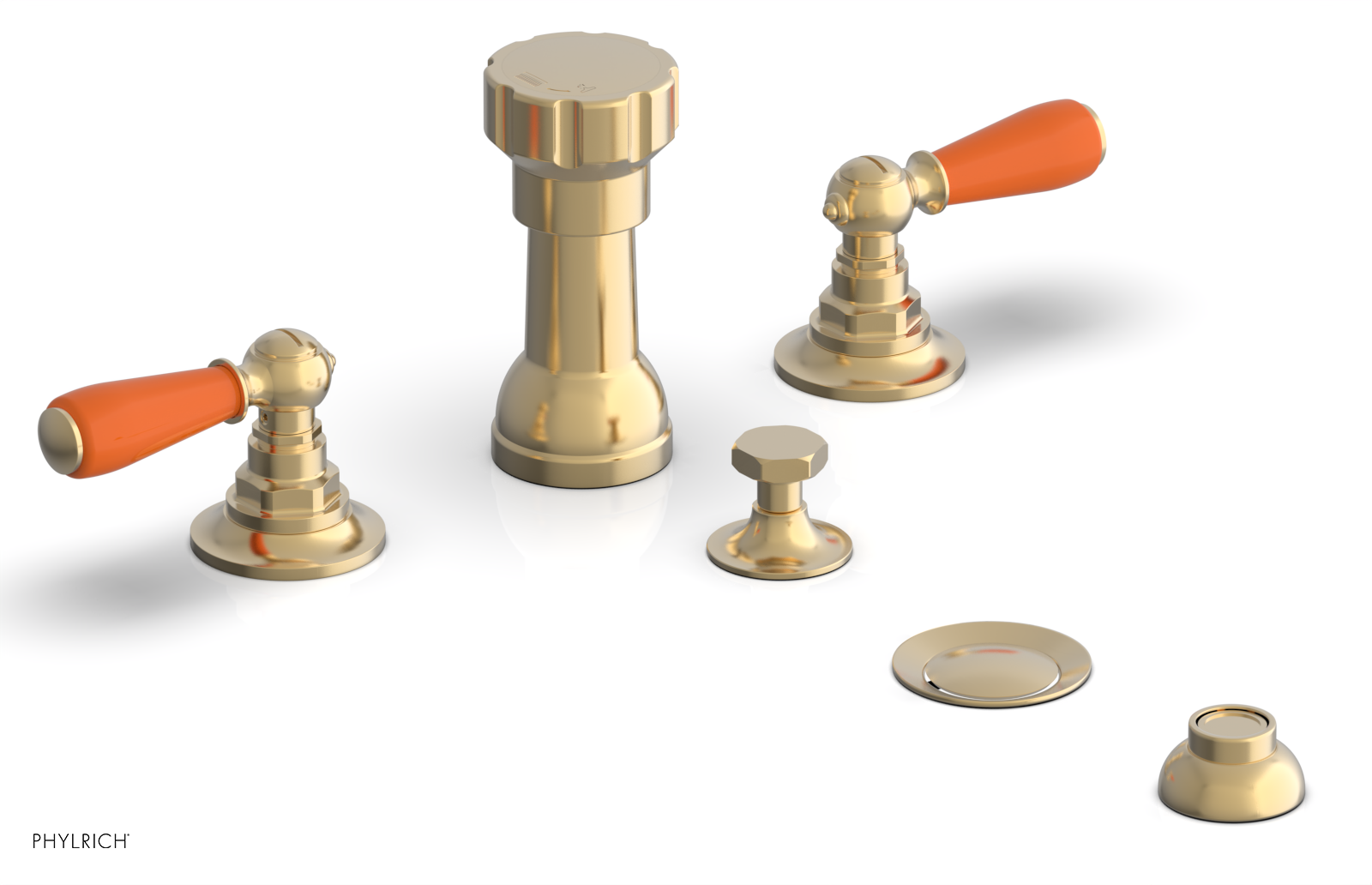 Phylrich Jamestown Four Hole Bidet Set with Lever Handles