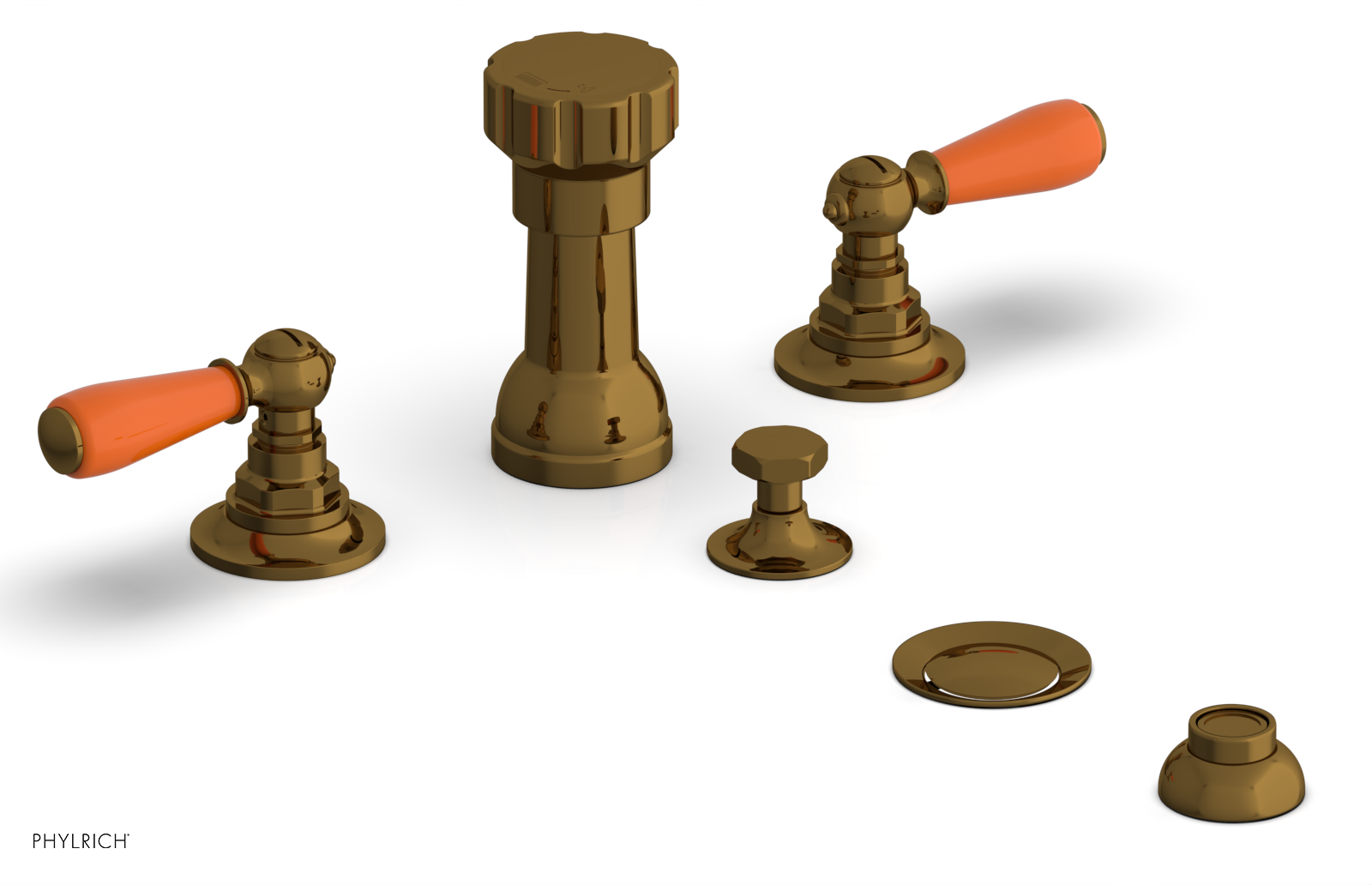 Phylrich Jamestown Four Hole Bidet Set with Lever Handles