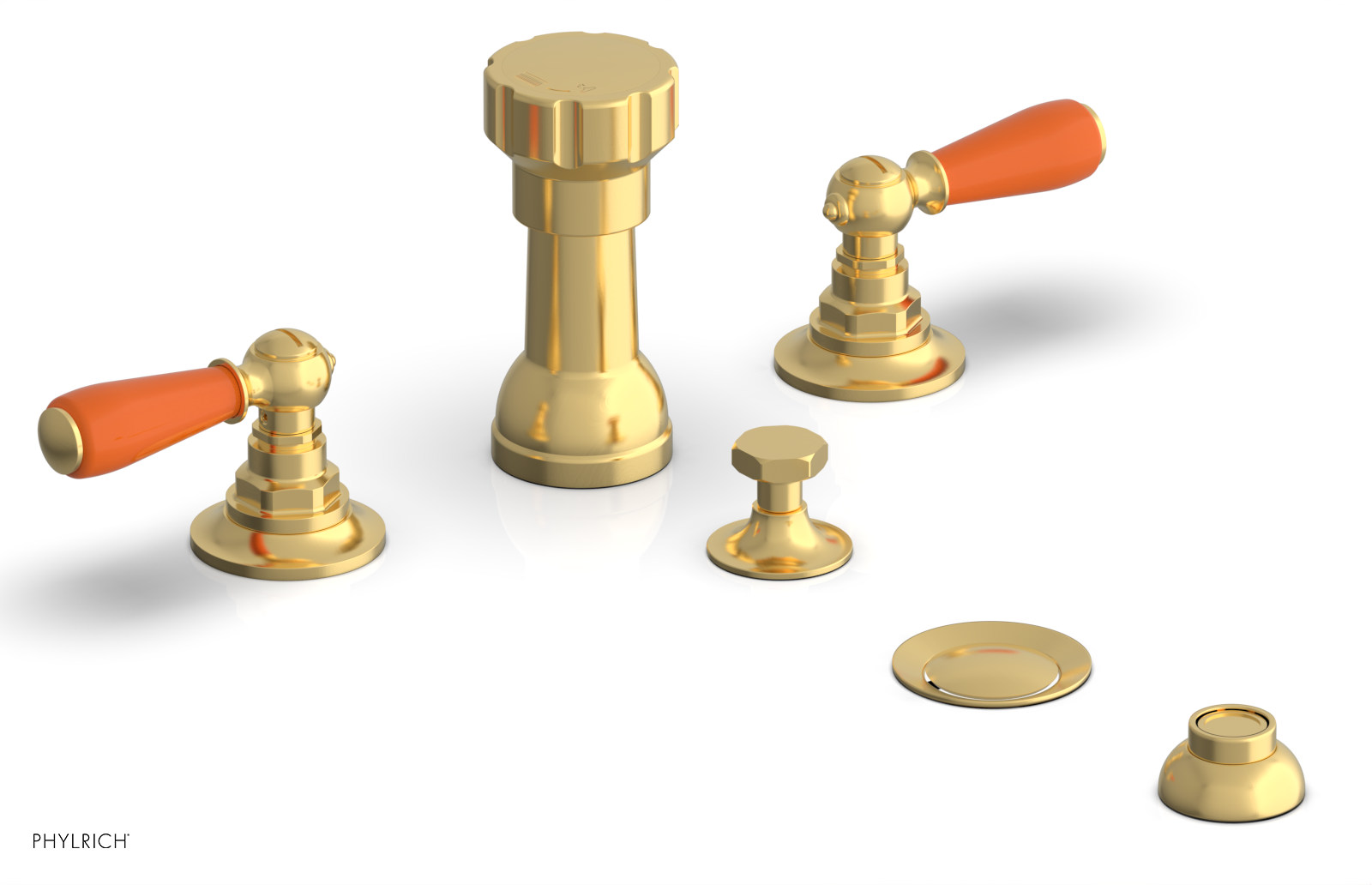 Phylrich Jamestown Four Hole Bidet Set with Lever Handles