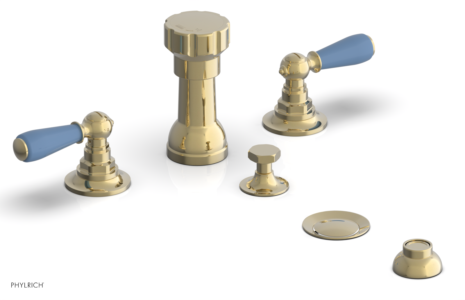 Phylrich Jamestown Four Hole Bidet Set with Lever Handles