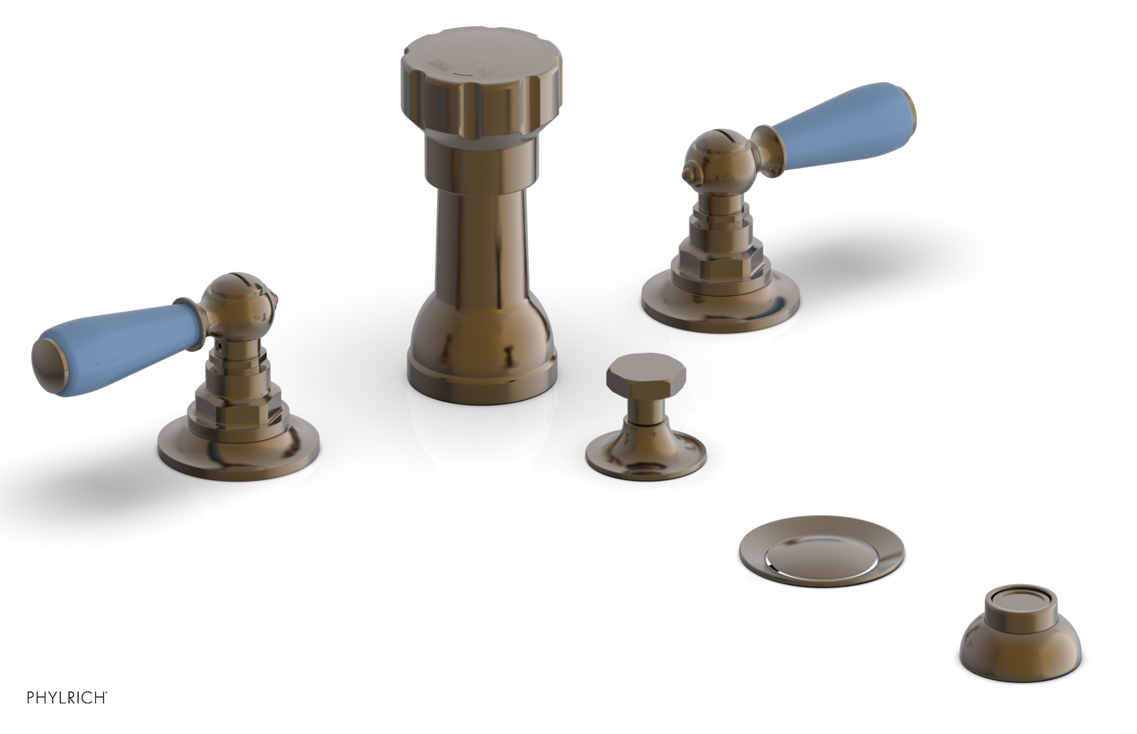 Phylrich Jamestown Four Hole Bidet Set with Lever Handles