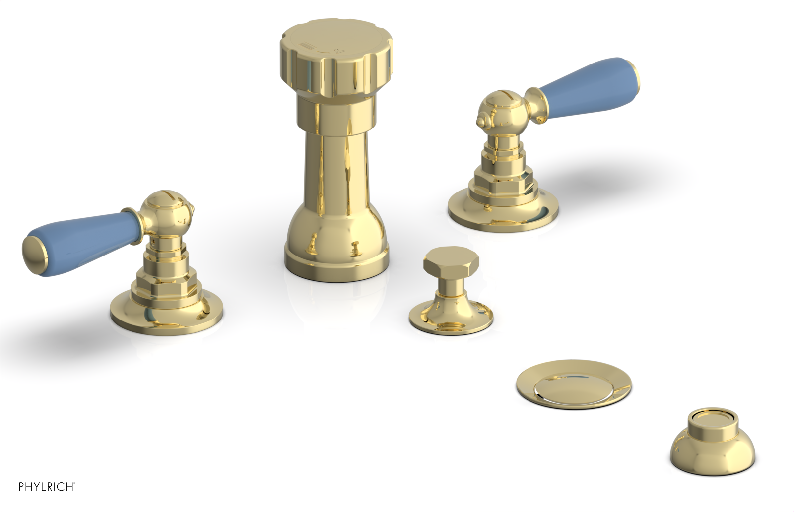 Phylrich Jamestown Four Hole Bidet Set with Lever Handles