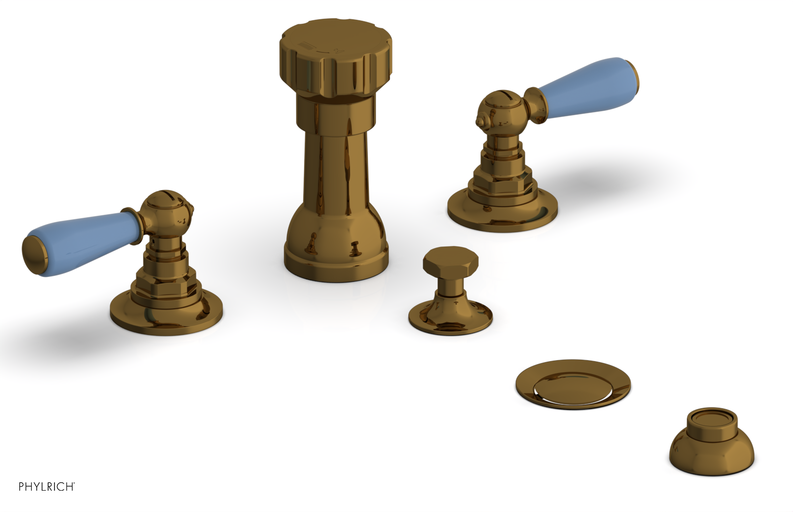 Phylrich Jamestown Four Hole Bidet Set with Lever Handles