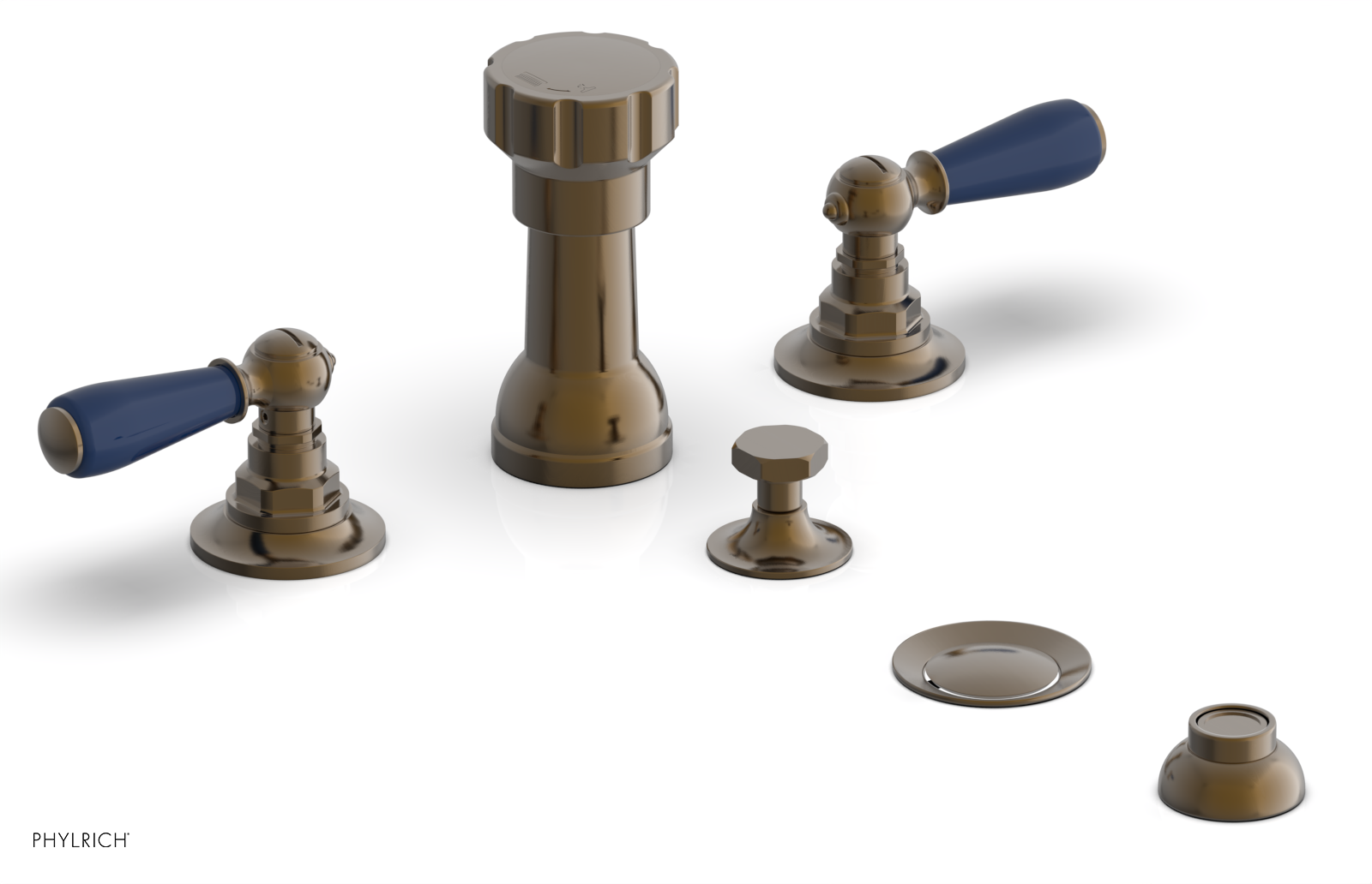 Phylrich Jamestown Four Hole Bidet Set with Lever Handles