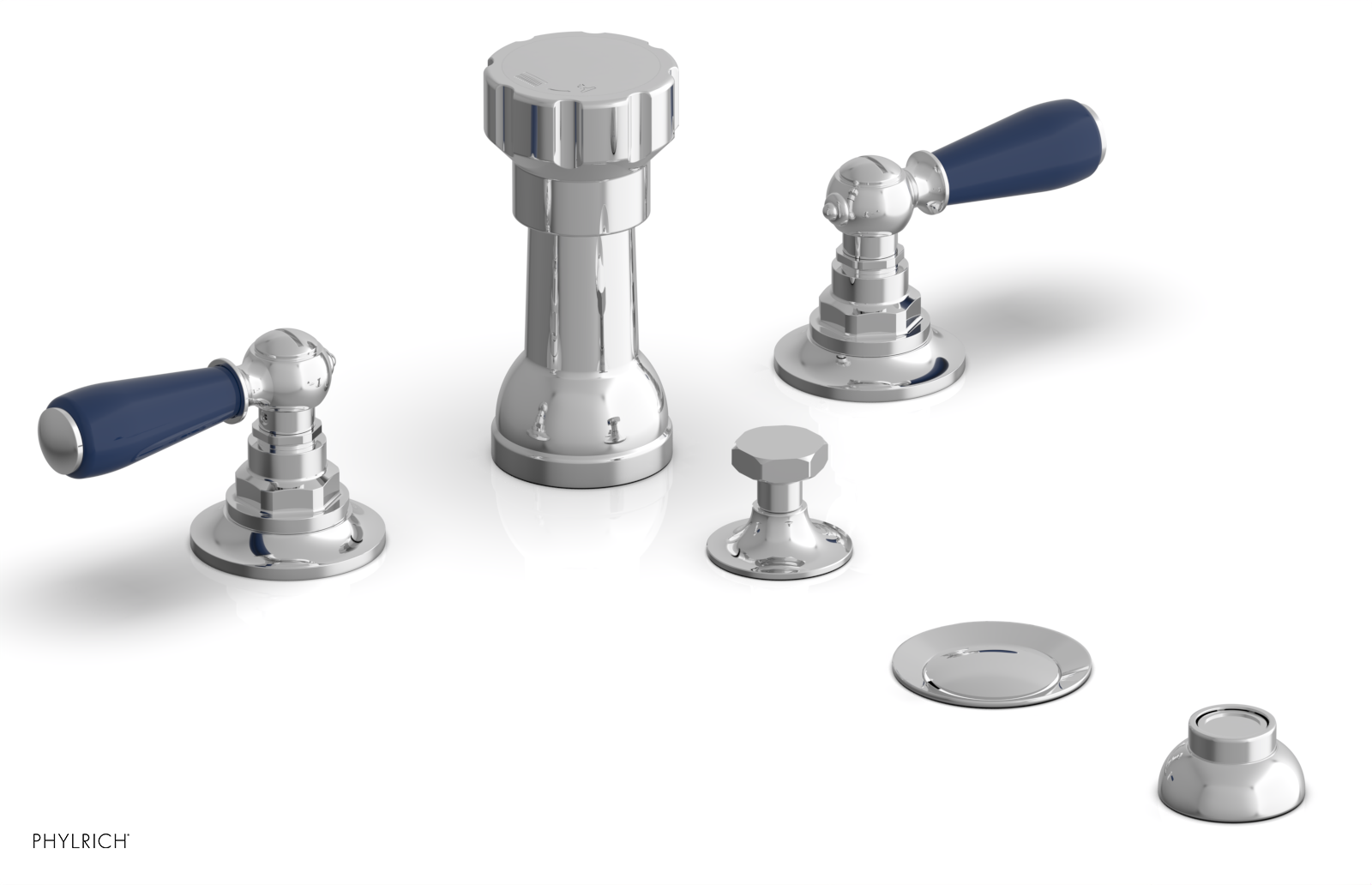 Phylrich Jamestown Four Hole Bidet Set with Lever Handles