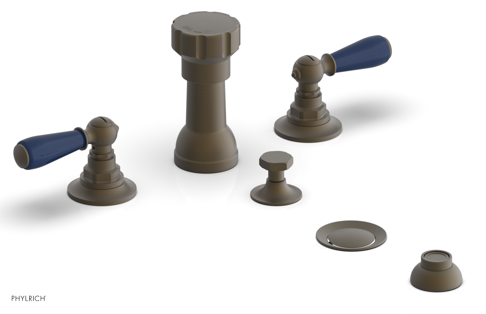 Phylrich Jamestown Four Hole Bidet Set with Lever Handles