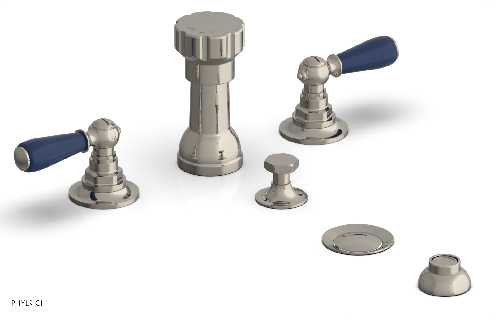 Phylrich Jamestown Four Hole Bidet Set with Lever Handles