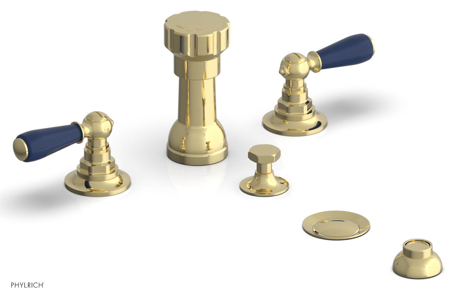 Phylrich Jamestown Four Hole Bidet Set with Lever Handles