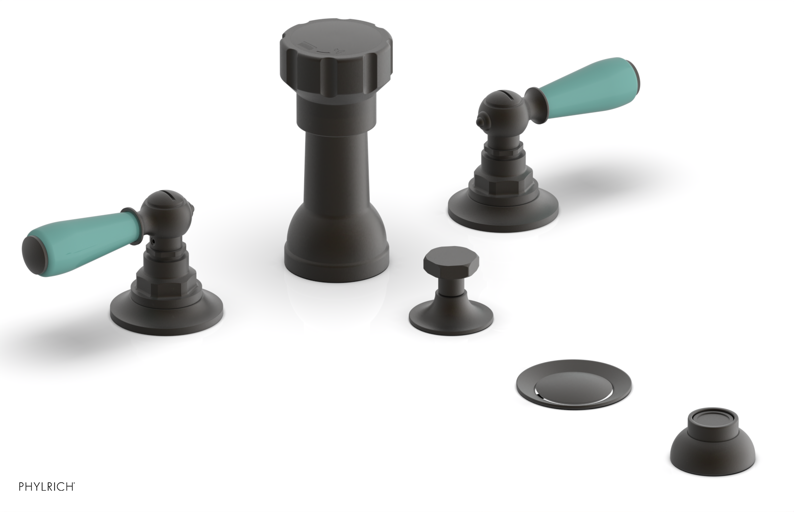 Phylrich Jamestown Four Hole Bidet Set with Lever Handles