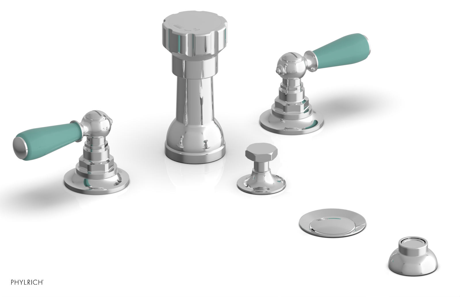 Phylrich Jamestown Four Hole Bidet Set with Lever Handles