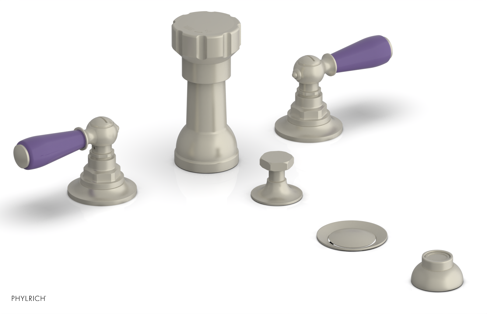 Phylrich Jamestown Four Hole Bidet Set with Lever Handles