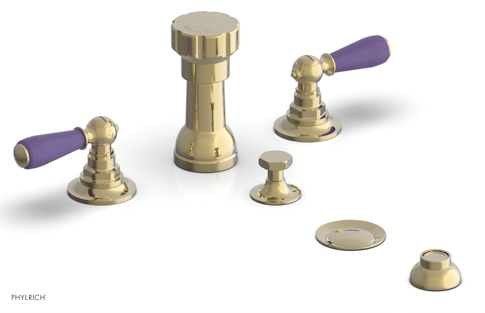 Phylrich Jamestown Four Hole Bidet Set with Lever Handles