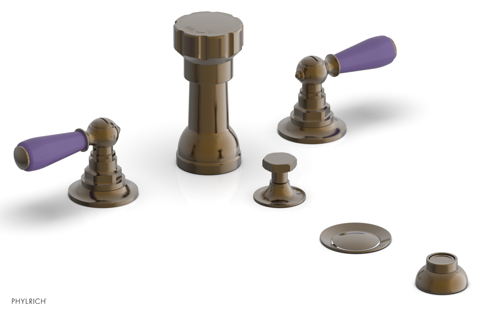 Phylrich Jamestown Four Hole Bidet Set with Lever Handles