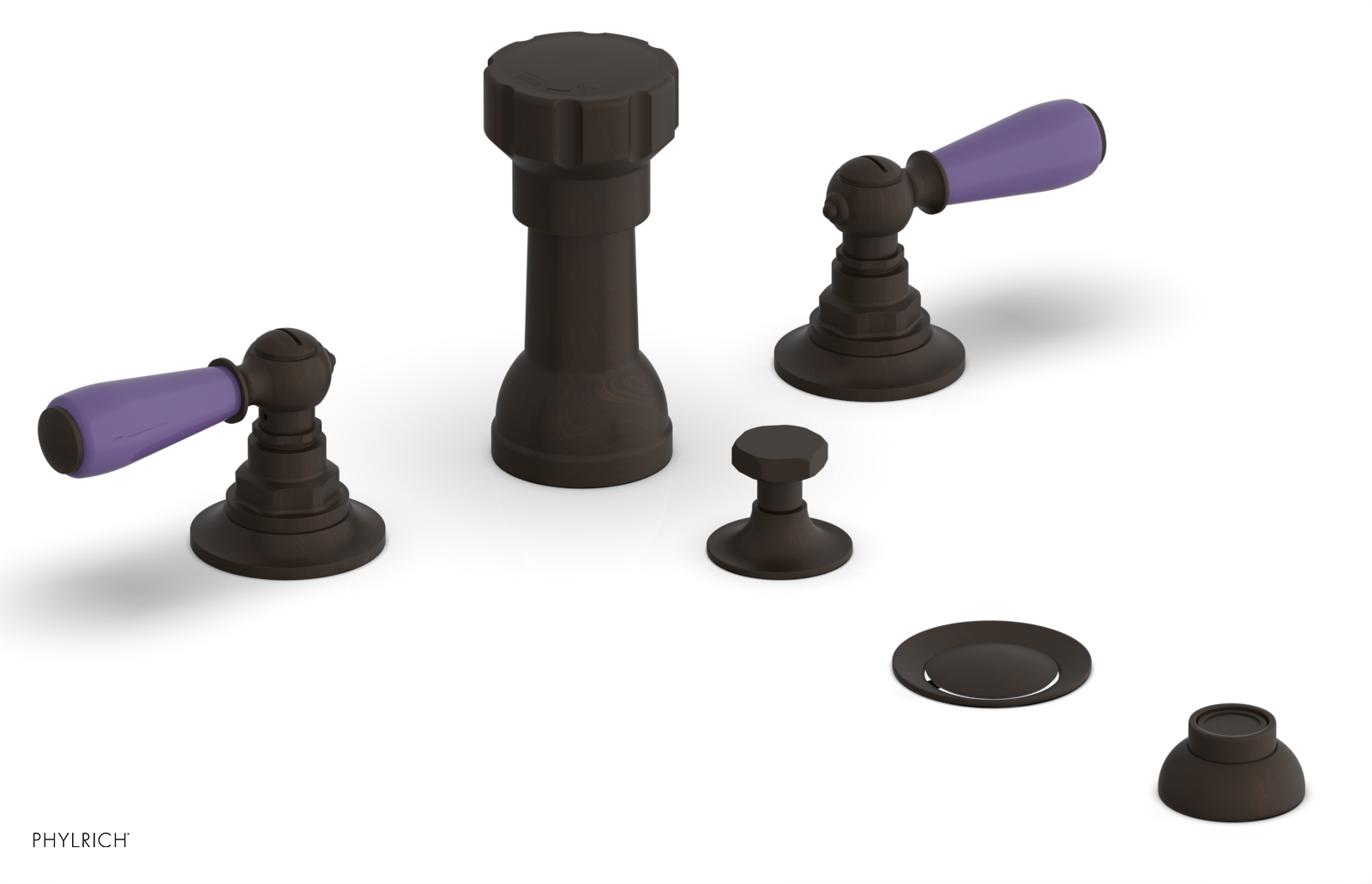 Phylrich Jamestown Four Hole Bidet Set with Lever Handles