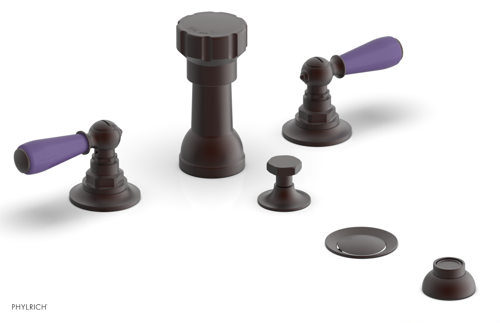 Phylrich Jamestown Four Hole Bidet Set with Lever Handles