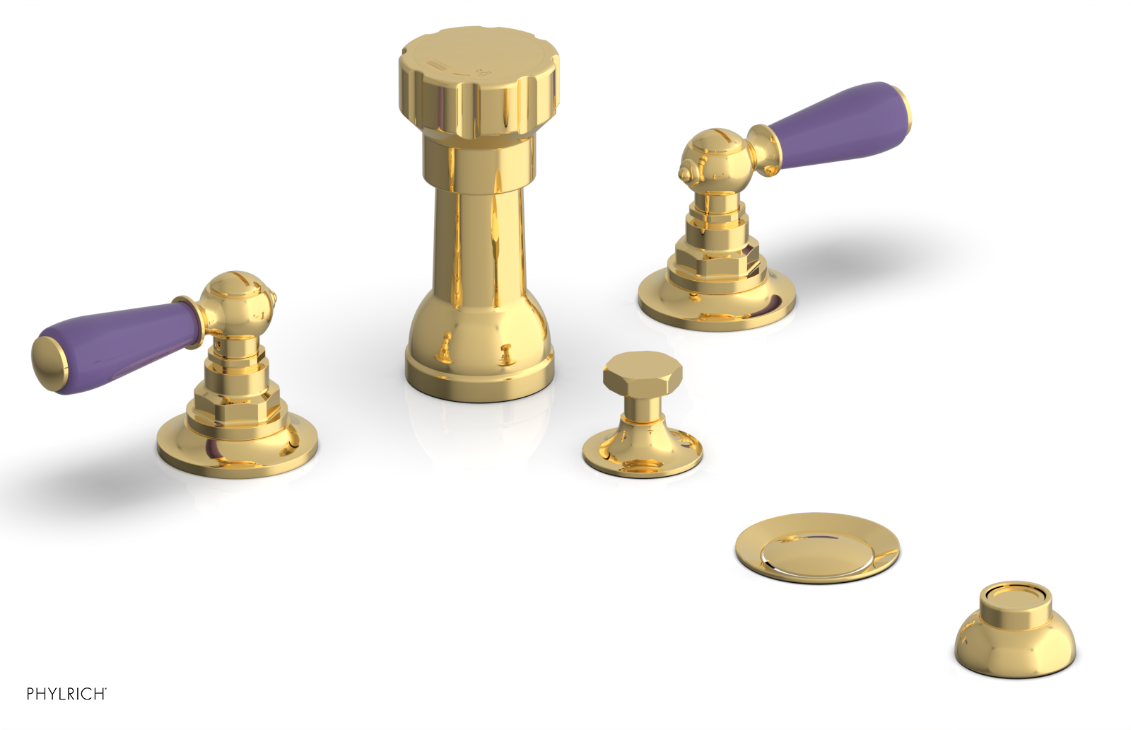 Phylrich Jamestown Four Hole Bidet Set with Lever Handles