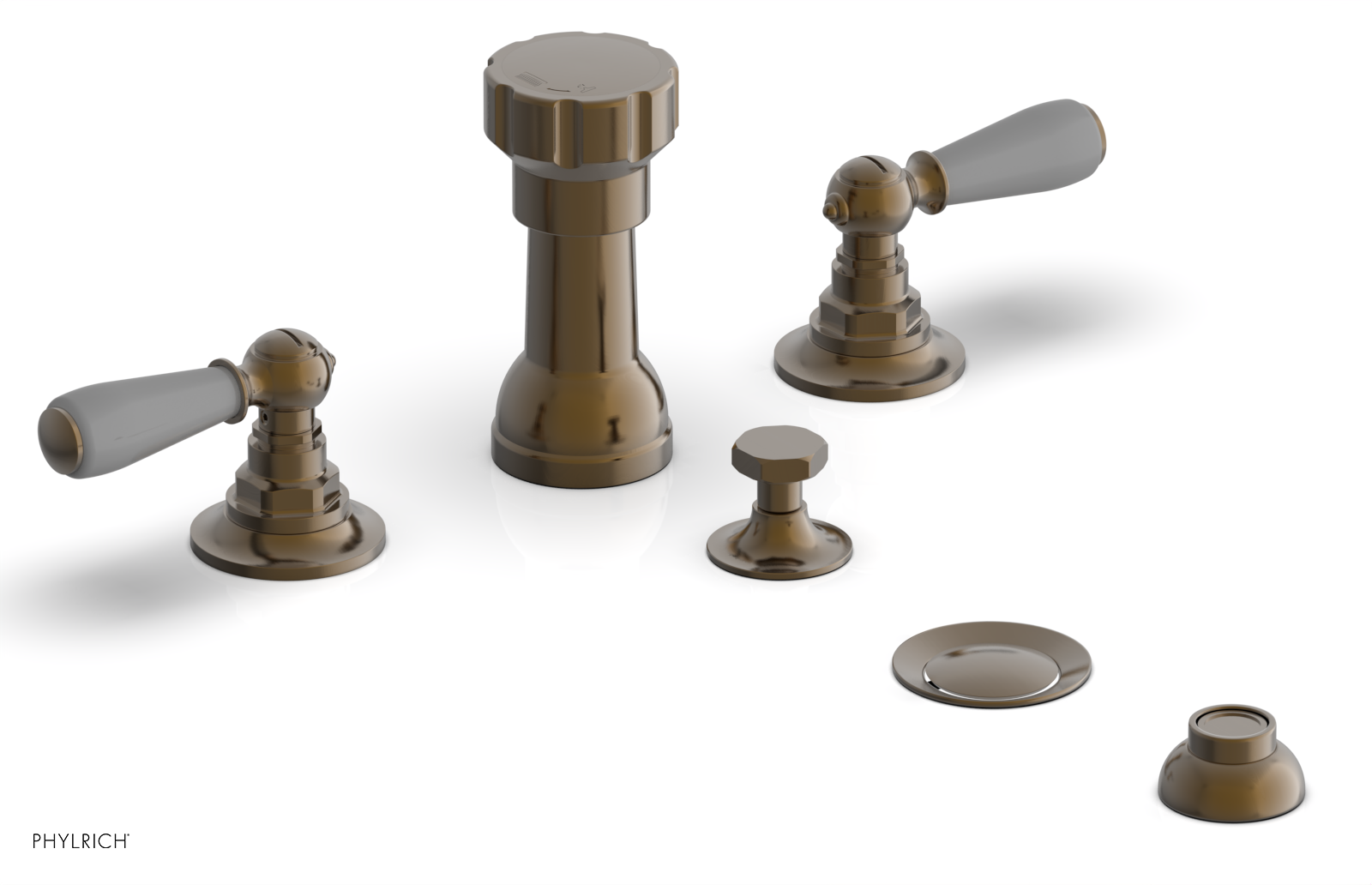 Phylrich Jamestown Four Hole Bidet Set with Lever Handles