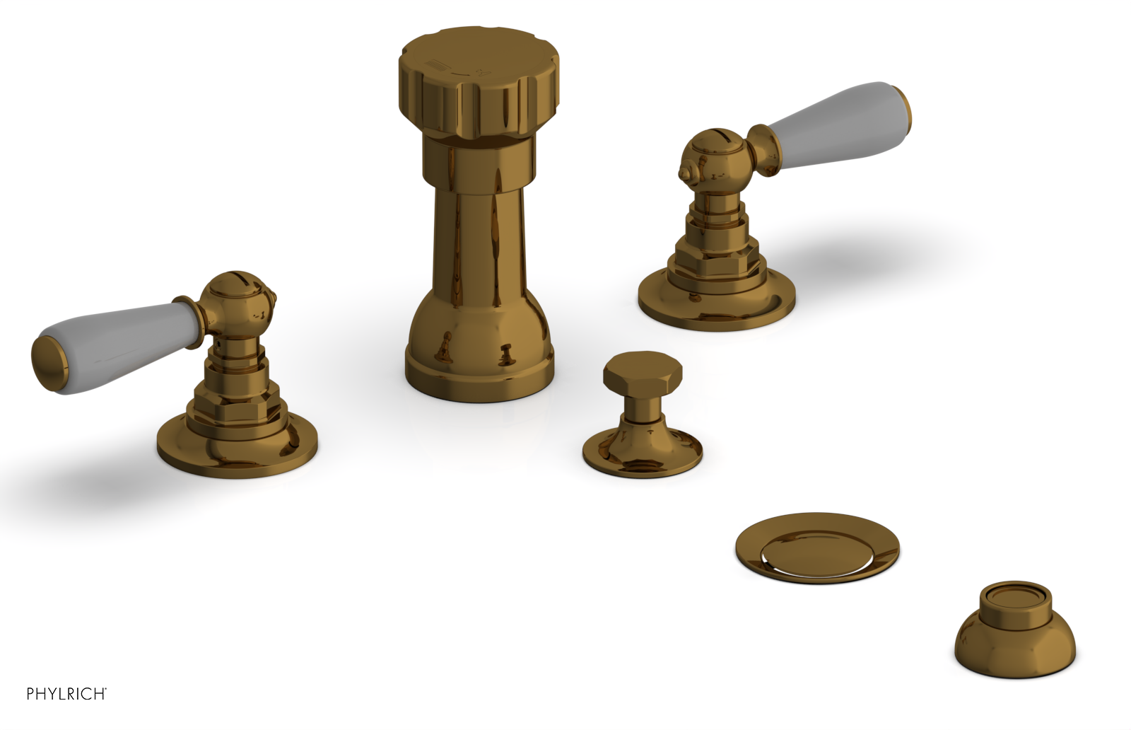 Phylrich Jamestown Four Hole Bidet Set with Lever Handles