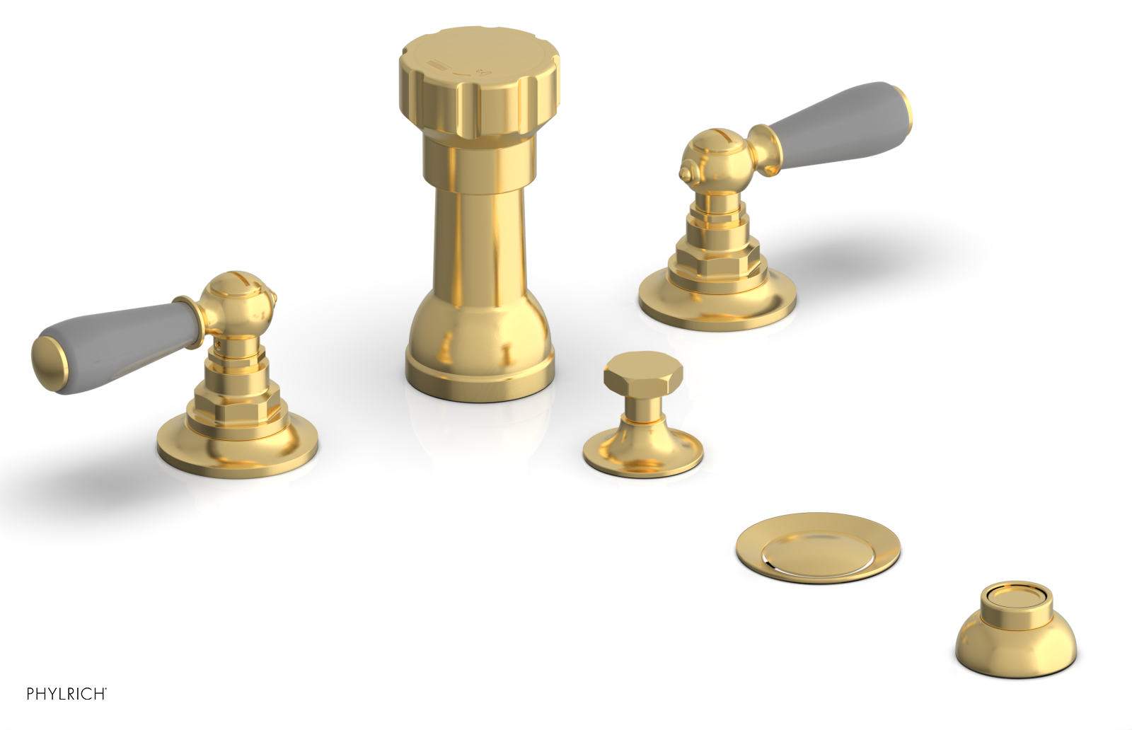 Phylrich Jamestown Four Hole Bidet Set with Lever Handles