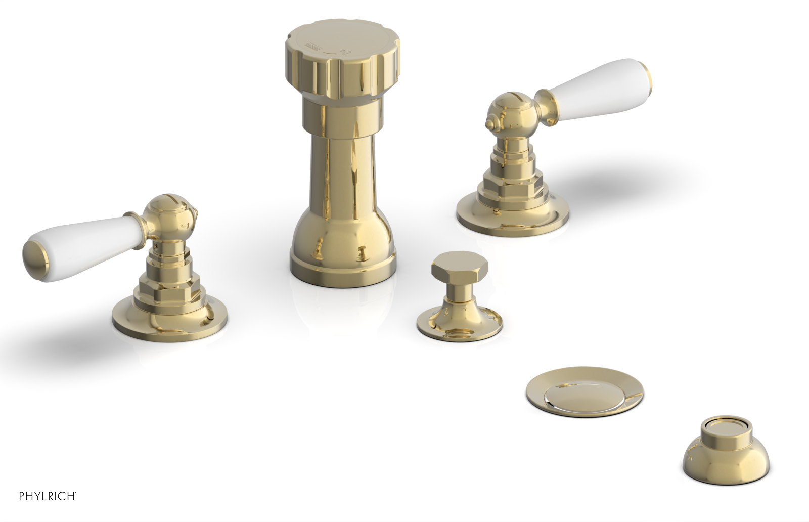 Phylrich Jamestown Four Hole Bidet Set with Lever Handles