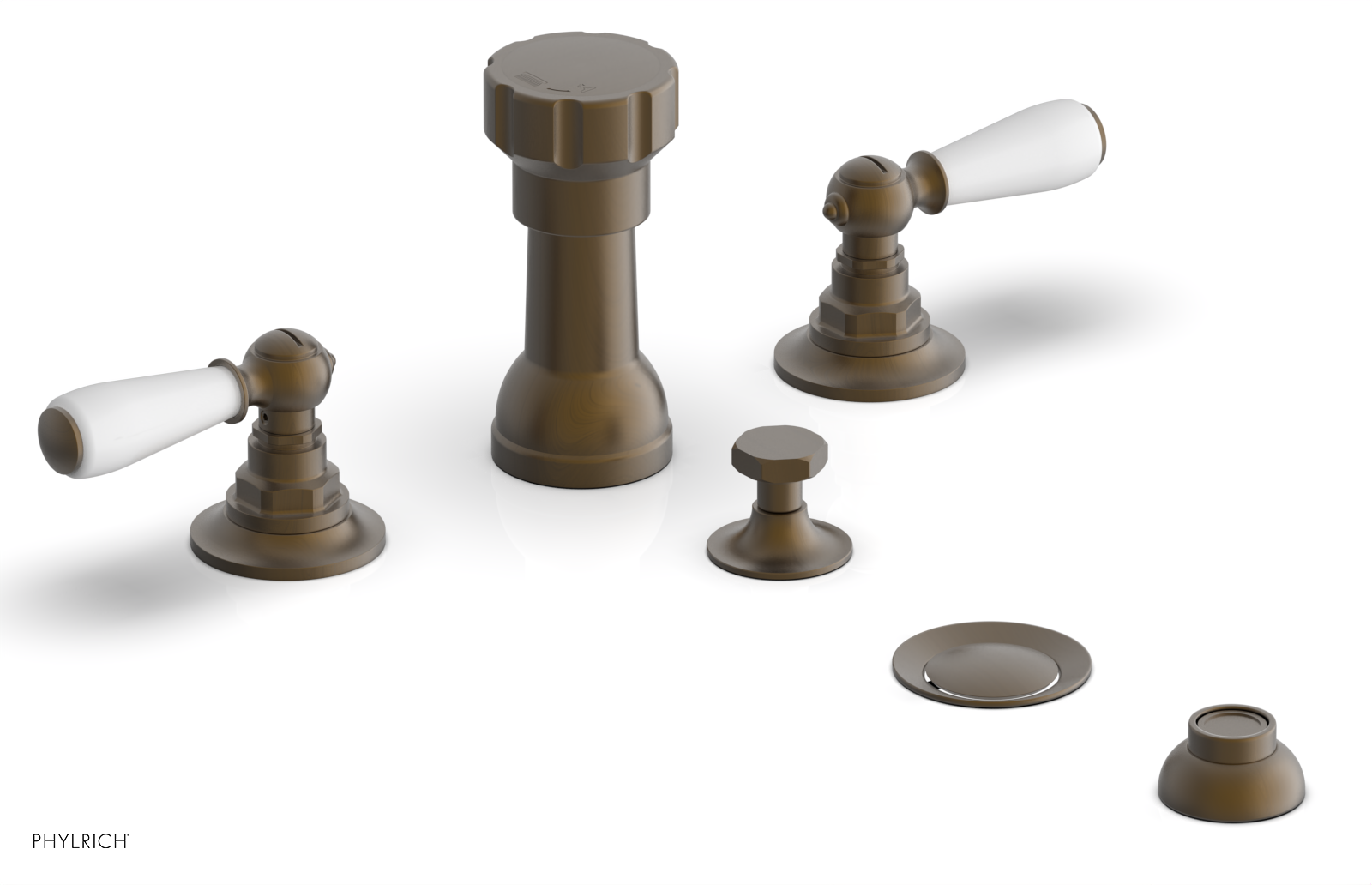 Phylrich Jamestown Four Hole Bidet Set with Lever Handles