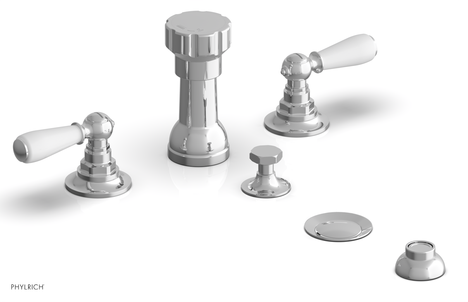 Phylrich Jamestown Four Hole Bidet Set with Lever Handles