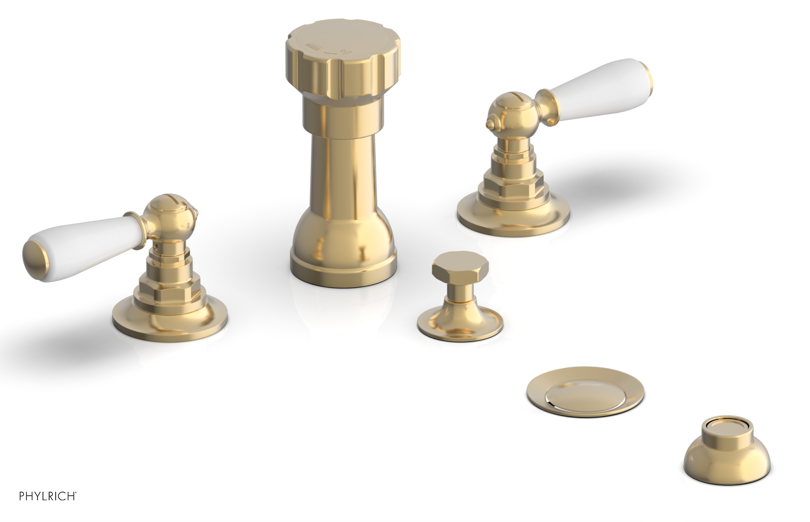 Phylrich Jamestown Four Hole Bidet Set with Lever Handles