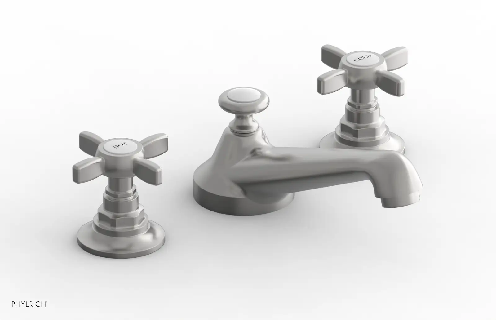 Phylrich Jamestown Low Spout Widespread Faucet with Cross Handle by Phylrich