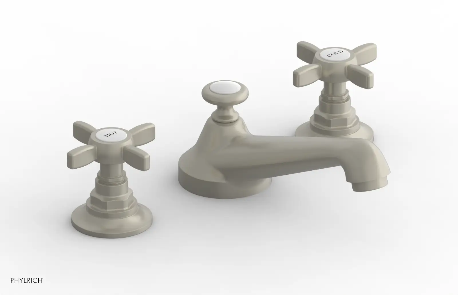 Phylrich Jamestown Low Spout Widespread Faucet with Cross Handle by Phylrich