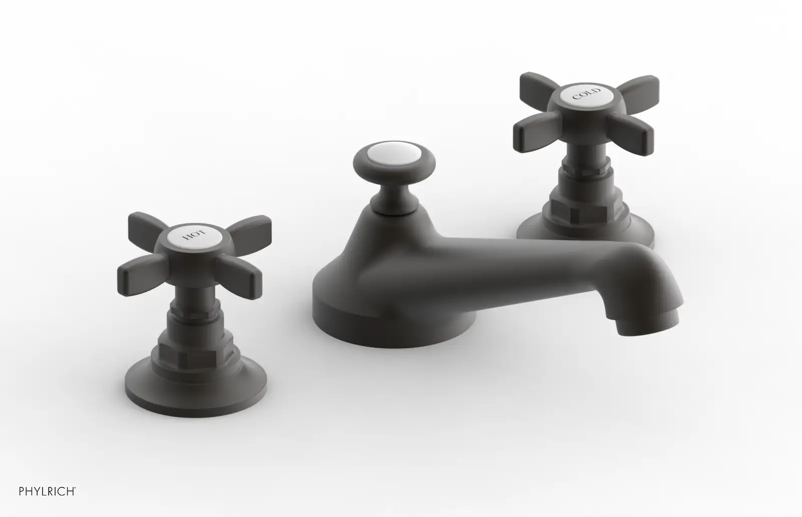 Phylrich Jamestown Low Spout Widespread Faucet with Cross Handle by Phylrich