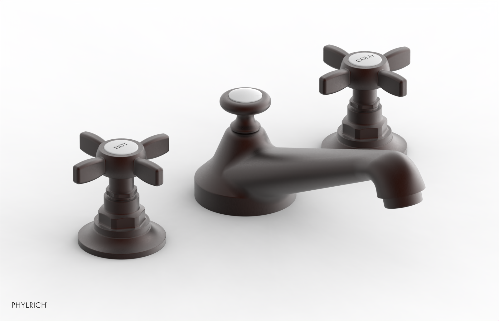 Phylrich Jamestown Low Spout Widespread Faucet with Cross Handle