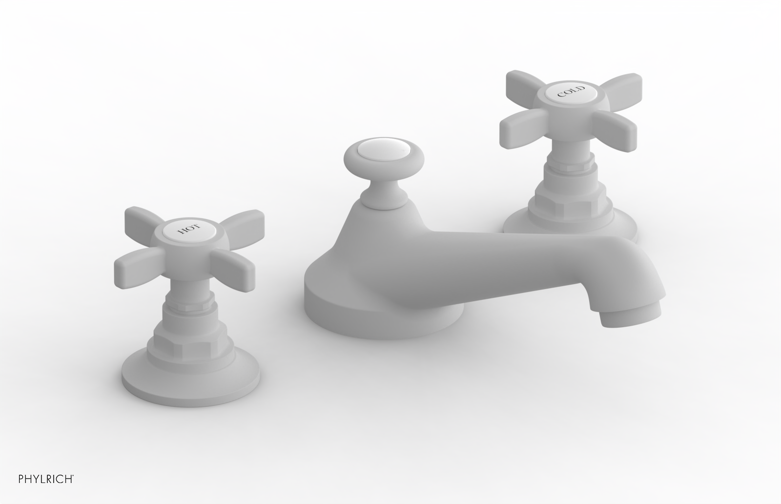 Phylrich Jamestown Low Spout Widespread Faucet with Cross Handle