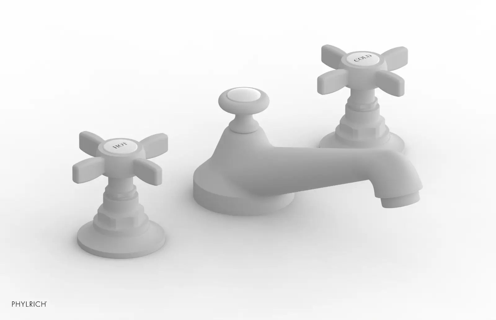 Phylrich Jamestown Low Spout Widespread Faucet with Cross Handle by Phylrich