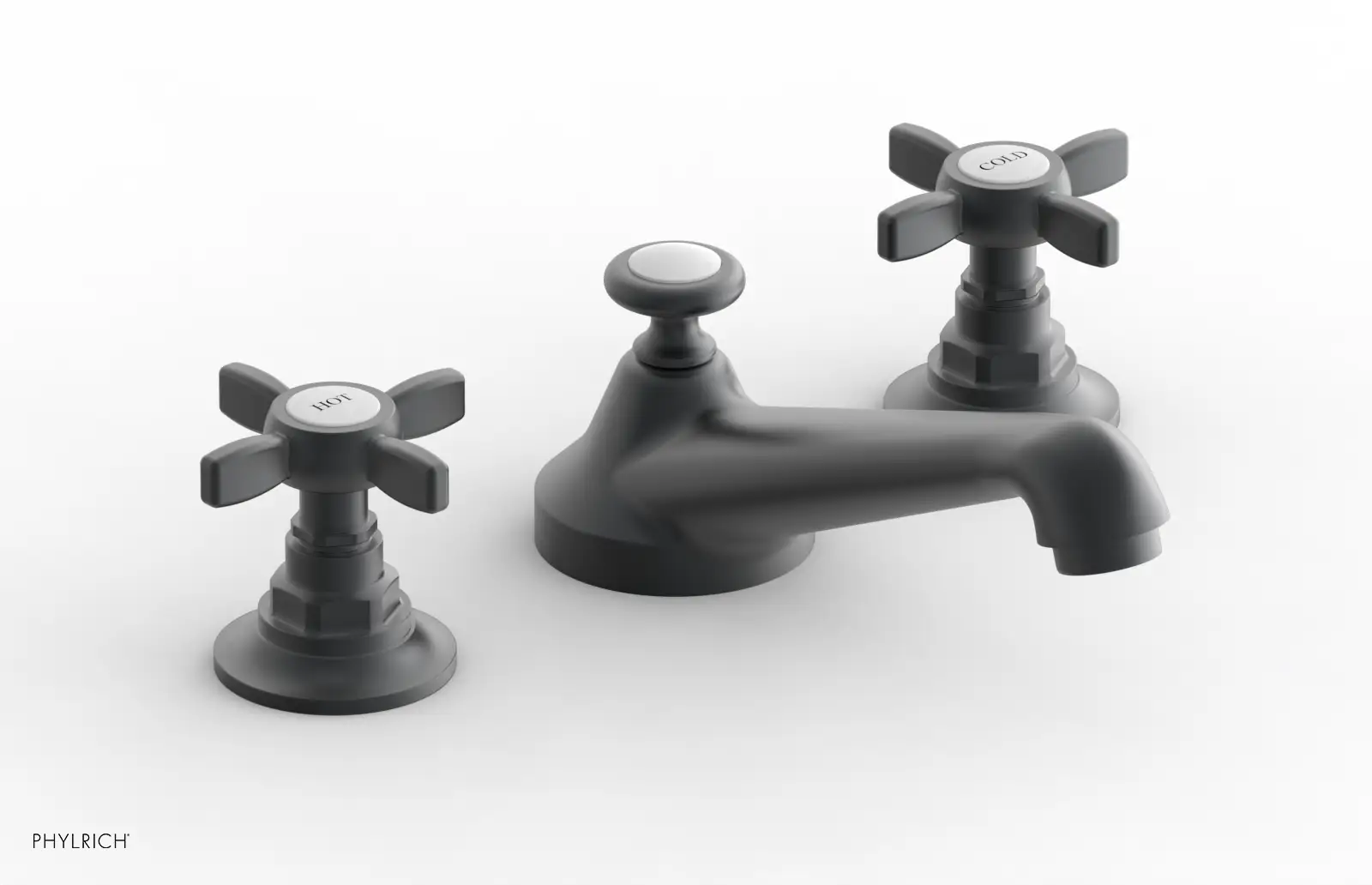 Phylrich Jamestown Low Spout Widespread Faucet with Cross Handle by Phylrich