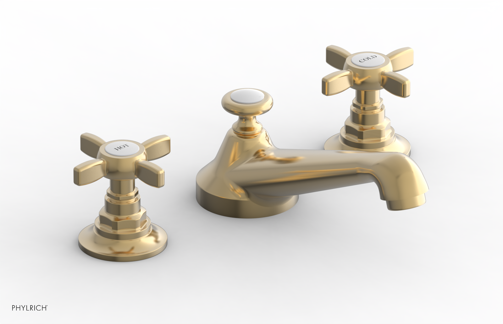 Phylrich Jamestown Low Spout Widespread Faucet with Cross Handle