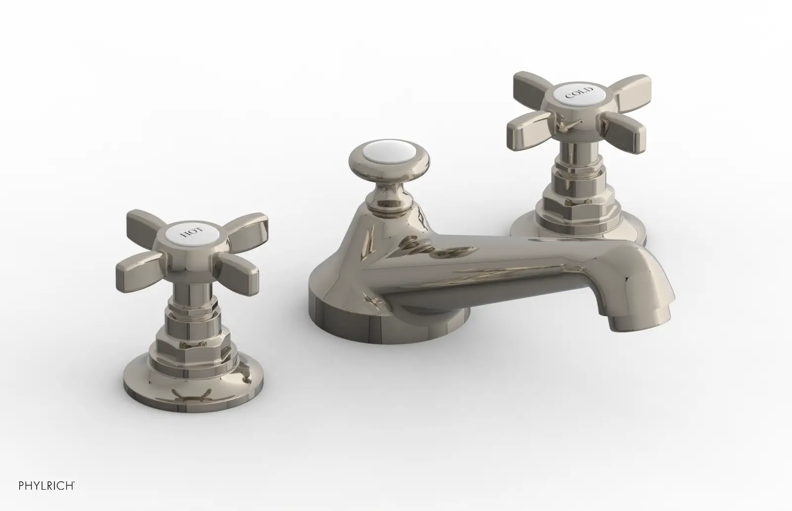 Phylrich Jamestown Low Spout Widespread Faucet with Cross Handle by Phylrich