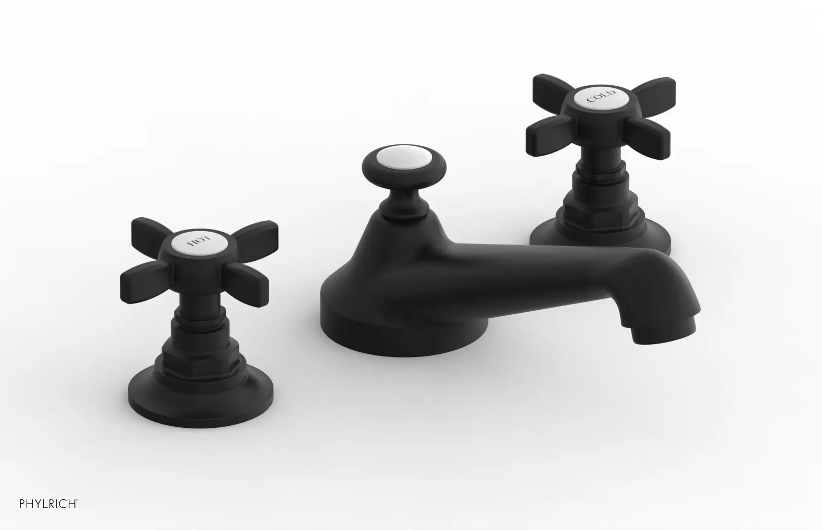 Phylrich Jamestown Low Spout Widespread Faucet with Cross Handle by Phylrich