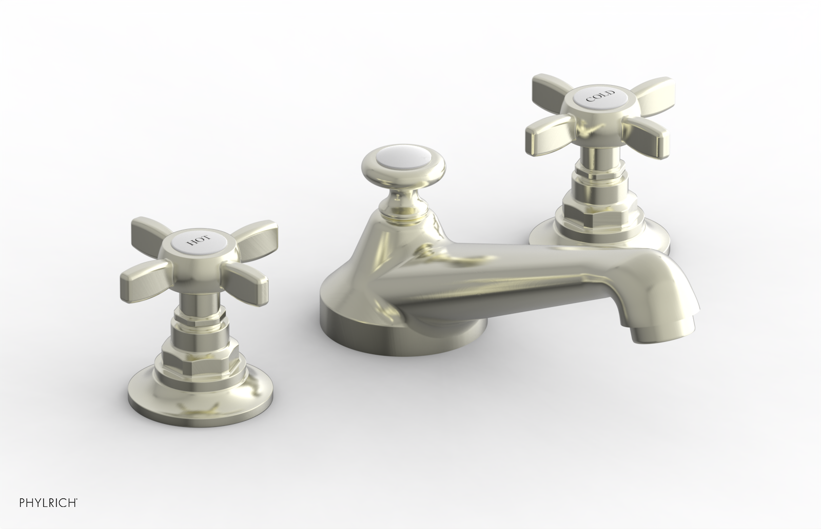 Phylrich Jamestown Low Spout Widespread Faucet with Cross Handle