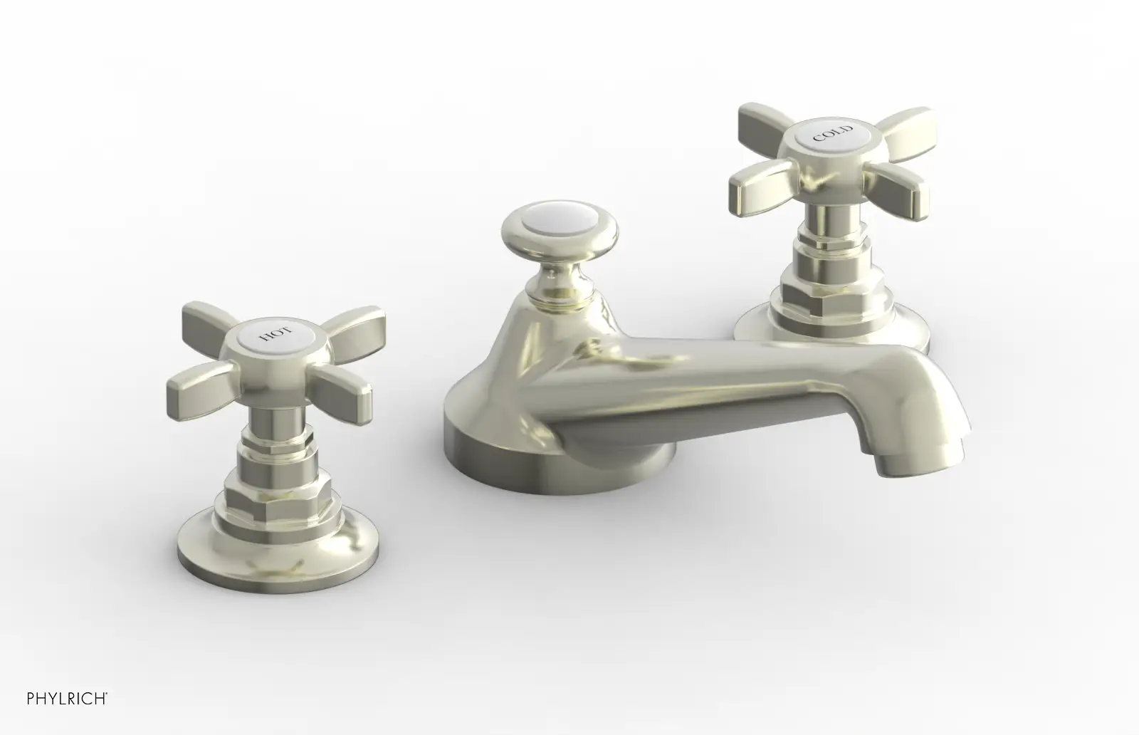 Phylrich Jamestown Low Spout Widespread Faucet with Cross Handle by Phylrich
