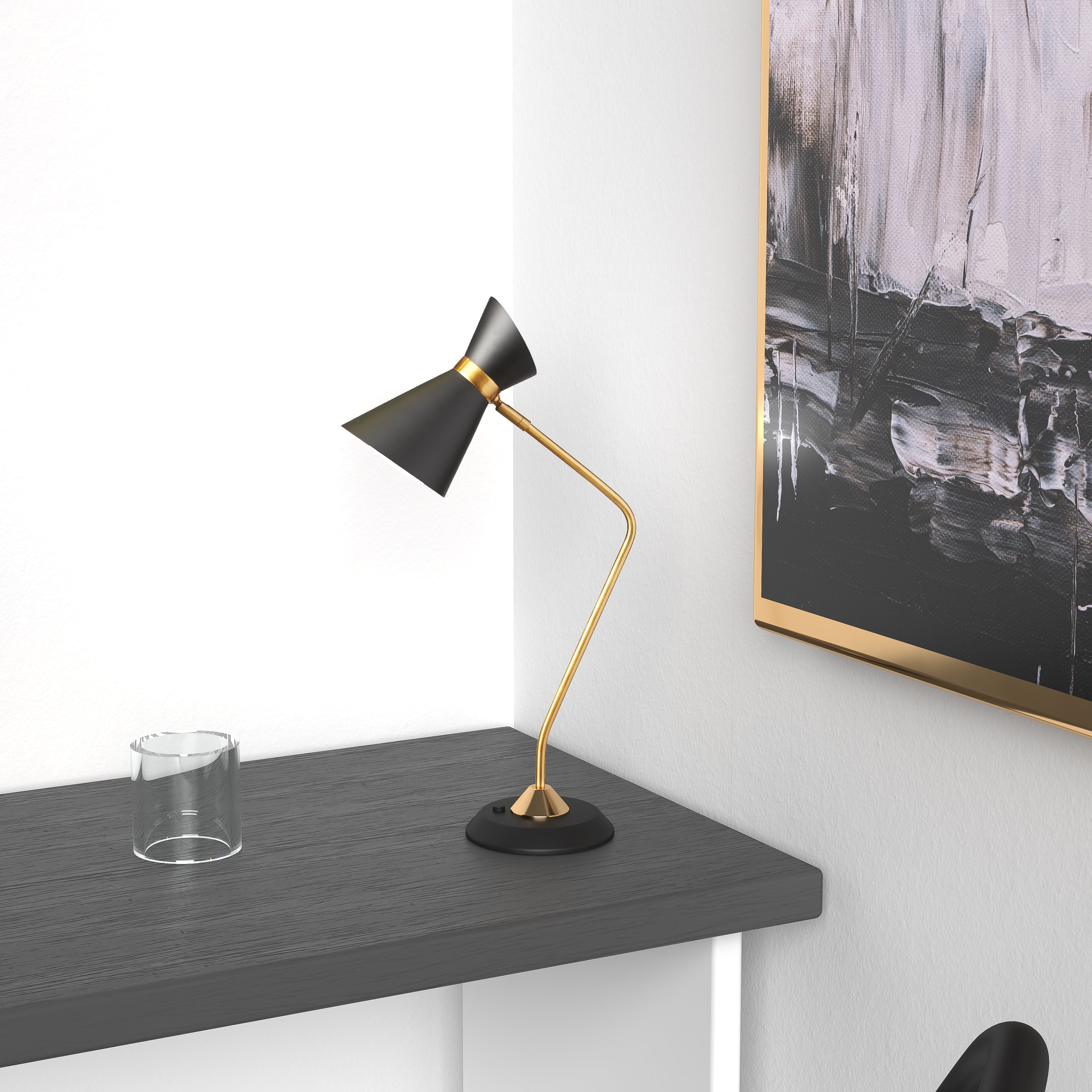 matte black and vintage bronze desk lamp