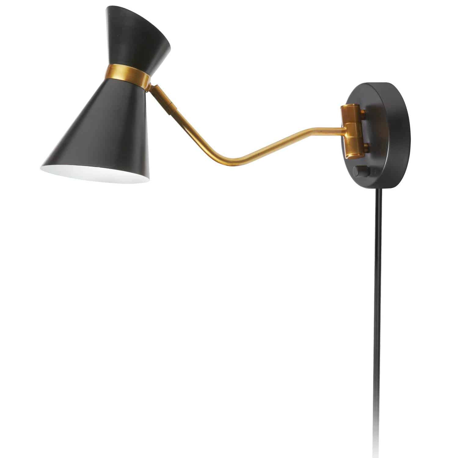 black and vintage bronze wall lamp